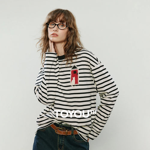 Blusa Feminina Manga Longa com Bordado Gato
