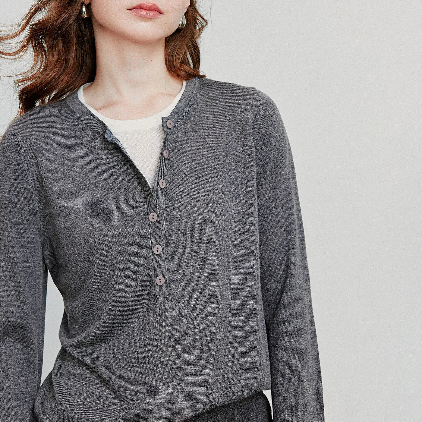Suéter de Cashmere Efeito Duas Peças para Mulheres