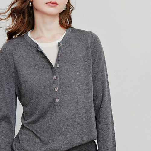 Suéter de Cashmere Efeito Duas Peças para Mulheres