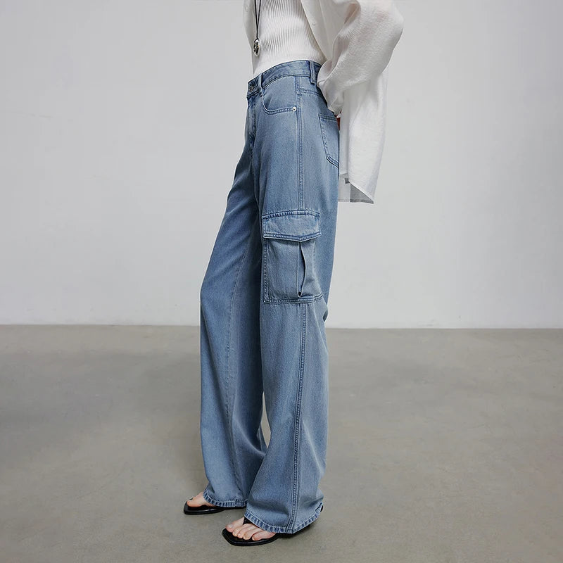 Calça Jeans Feminina Wide Leg Leve em Liocel