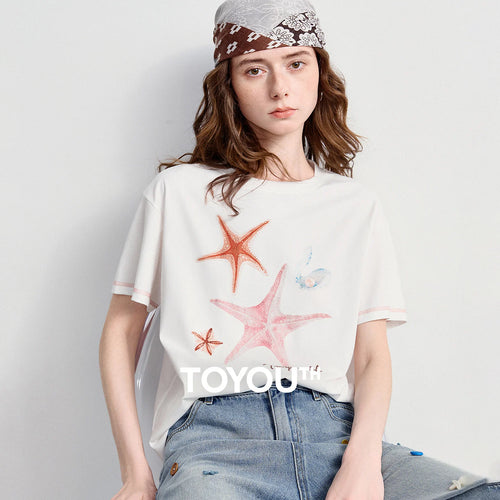 Camiseta Feminina Antibacteriana com Estampa Estrela do Mar