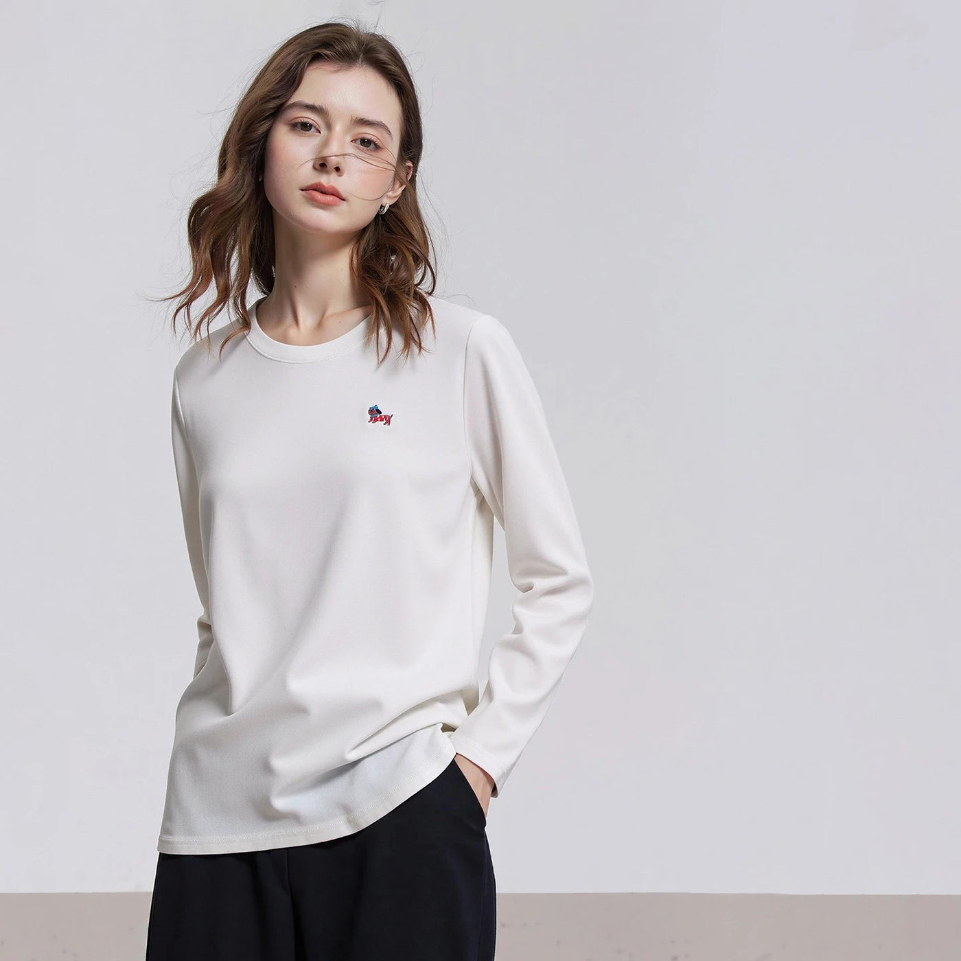 Blusa Feminina Manga Longa com Bordado Cachorro