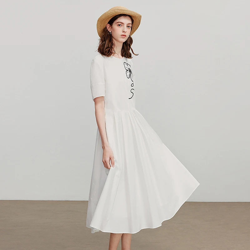 Vestido Jeans Midi Floral Bordado