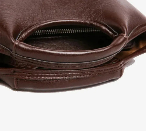Bolsa feminina vintage de couro PU com alça dupla para ombro e transversal