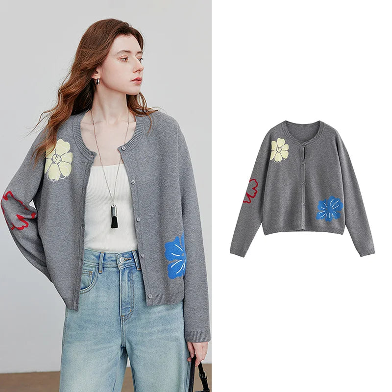 Cardigan Feminino Jacquard Verde com Efeito Aveludado