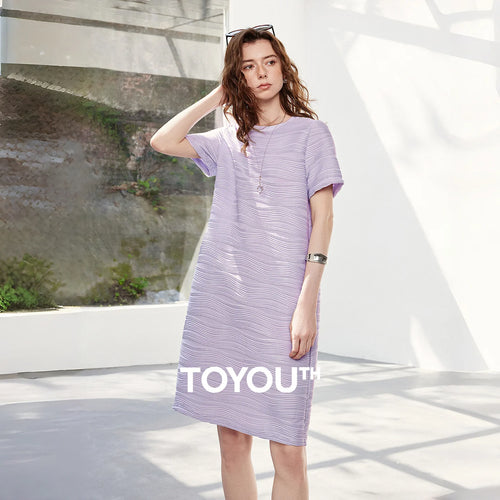 Vestido Camiseta Midi Texturizado com Caimento Solto