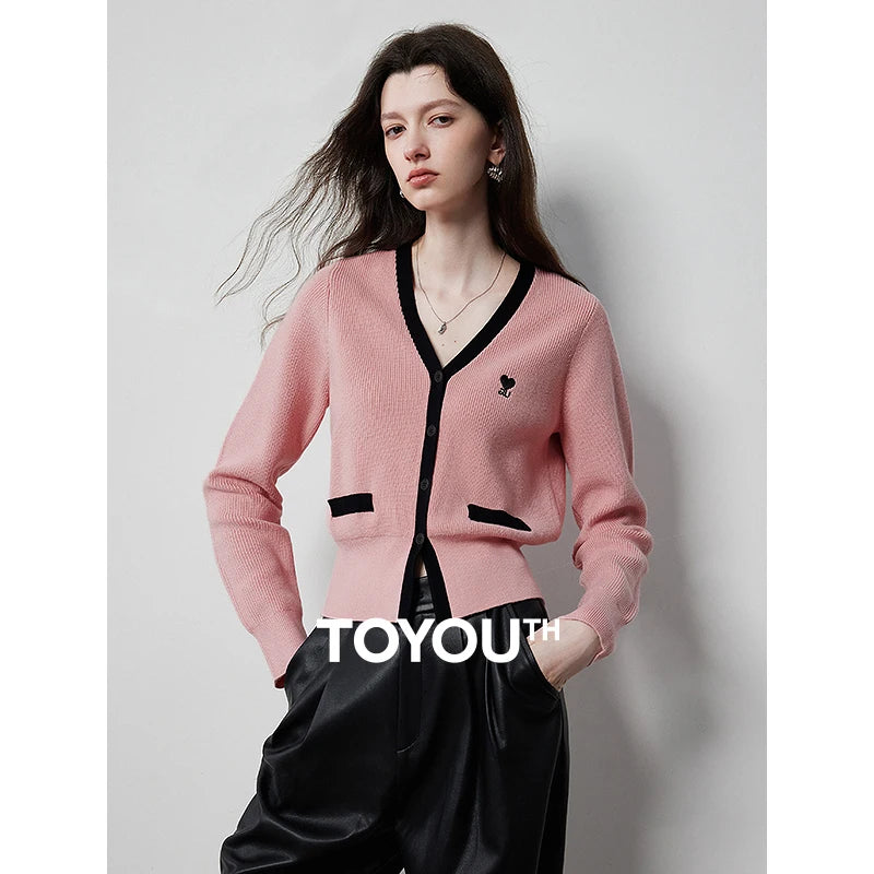Cardigan Feminino de Lã com Decote V e Cintura Marcada
