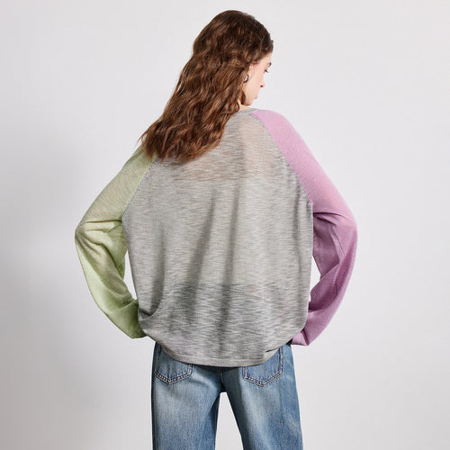 Blusa de Tricô em Linho com Barra Assimétrica