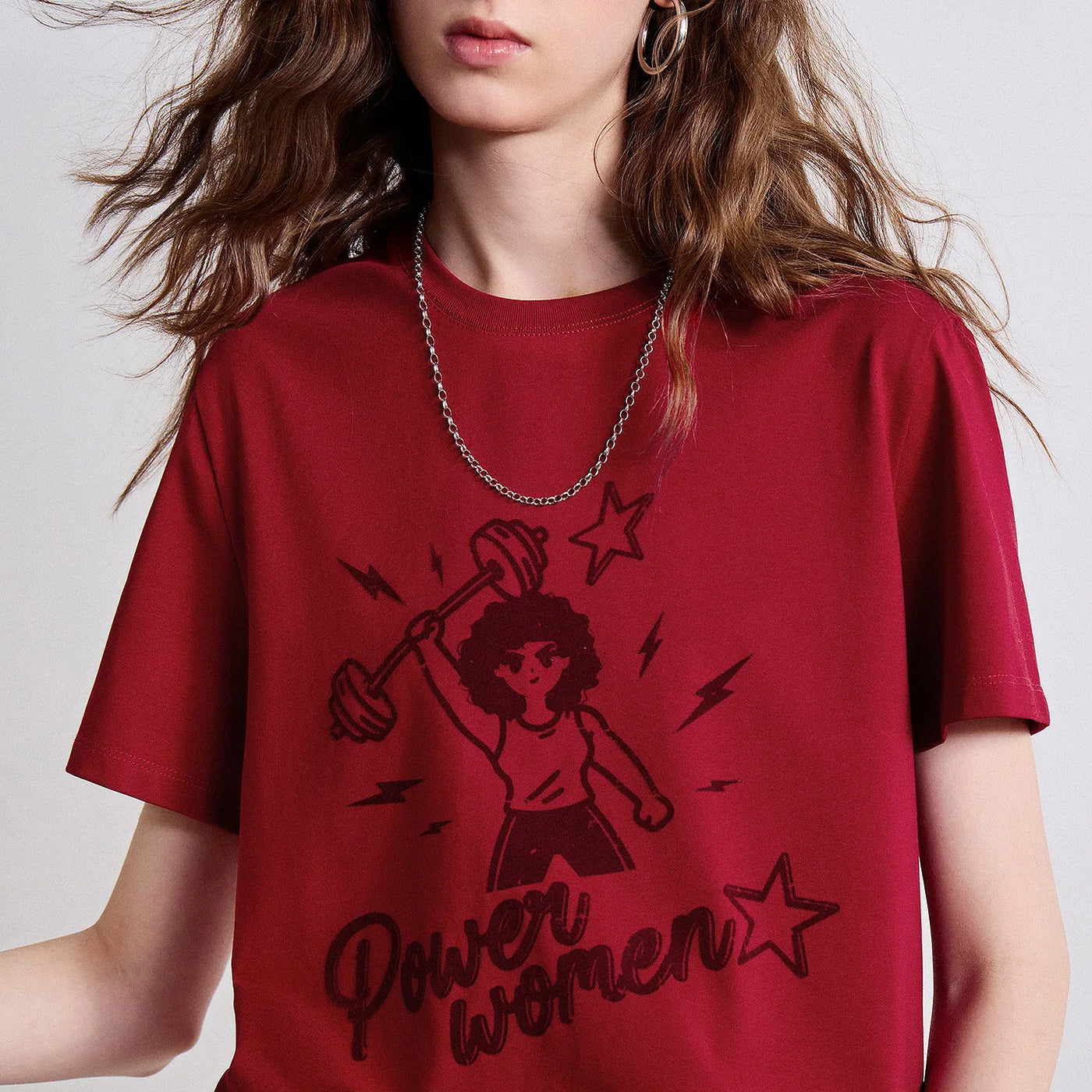 Camiseta Feminina Slim de Liocel e Algodão Vermelha