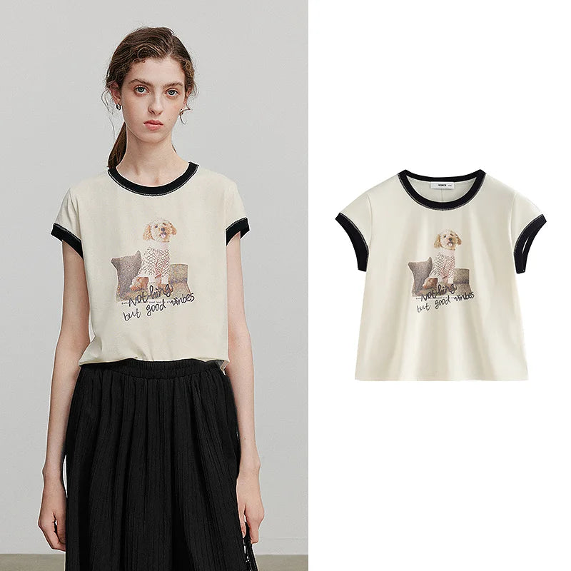 Camiseta Feminina Cropped com Estampa Animal