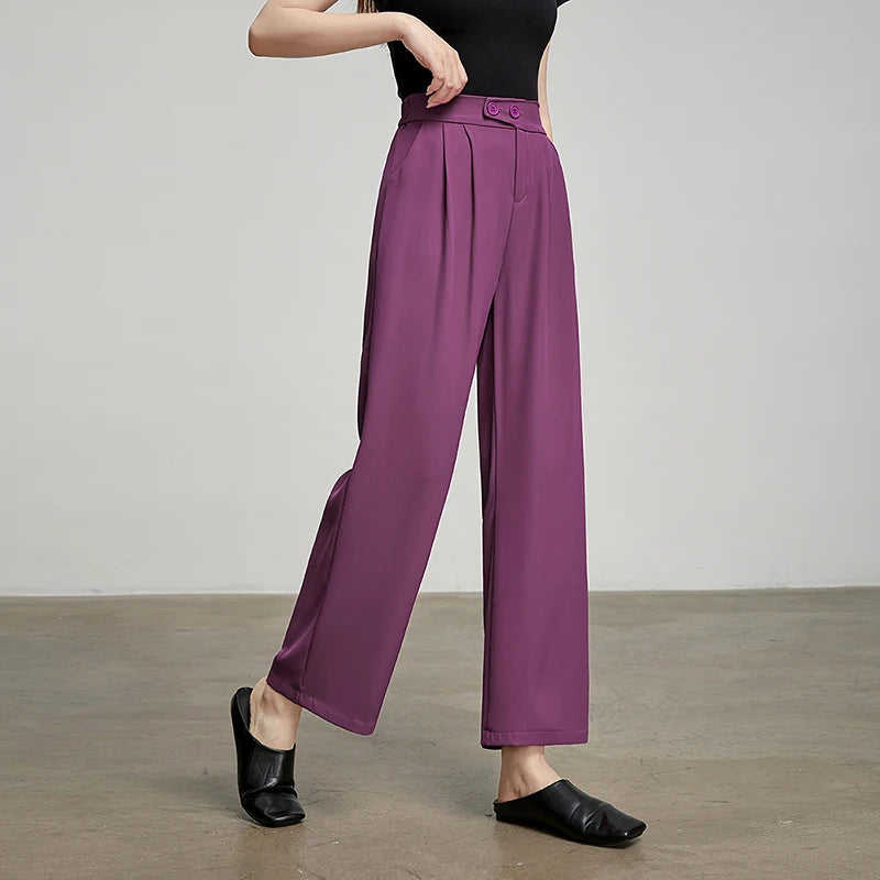 Calça Alfaiataria Feminina Wide Leg Cintura Alta