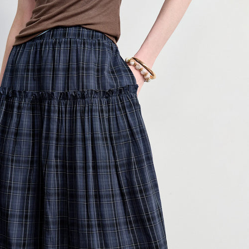 Saia Midi Feminina Xadrez com Babados