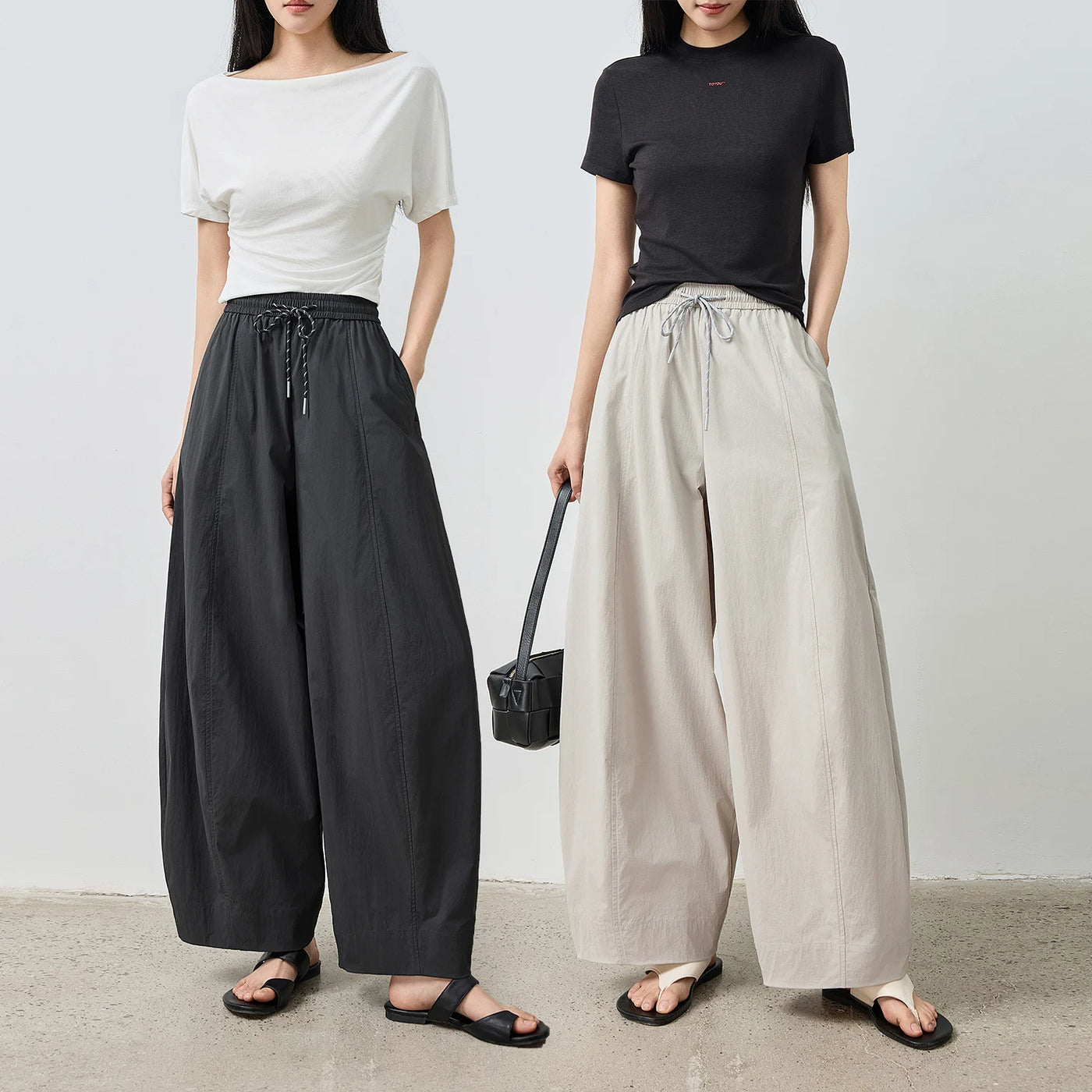 Calça Wide Leg Feminina Texturizada com Elastano
