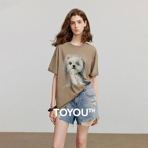 Camiseta Feminina Alongada com Estampa Cartoon