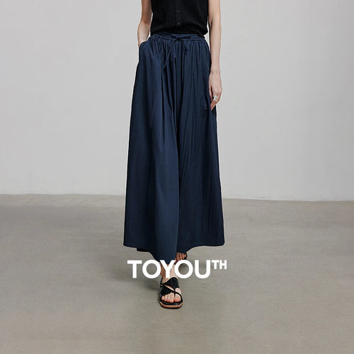 Calça Wide Leg Feminina com Cordão e Cós Elástico