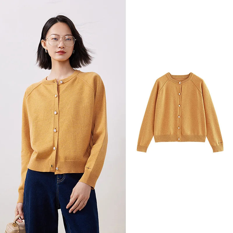Cardigan Feminino de Algodão com Bordado e Manga Longa