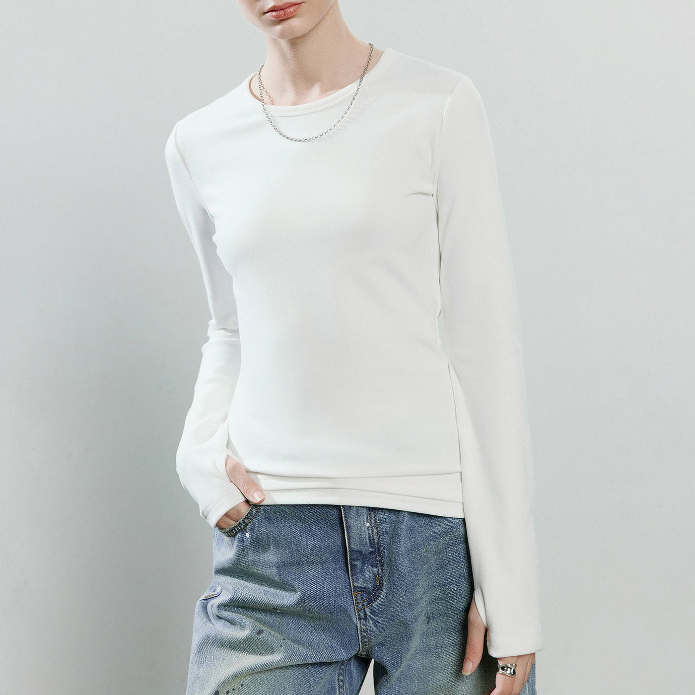 Blusa Feminina Slim Assimétrica Manga Longa
