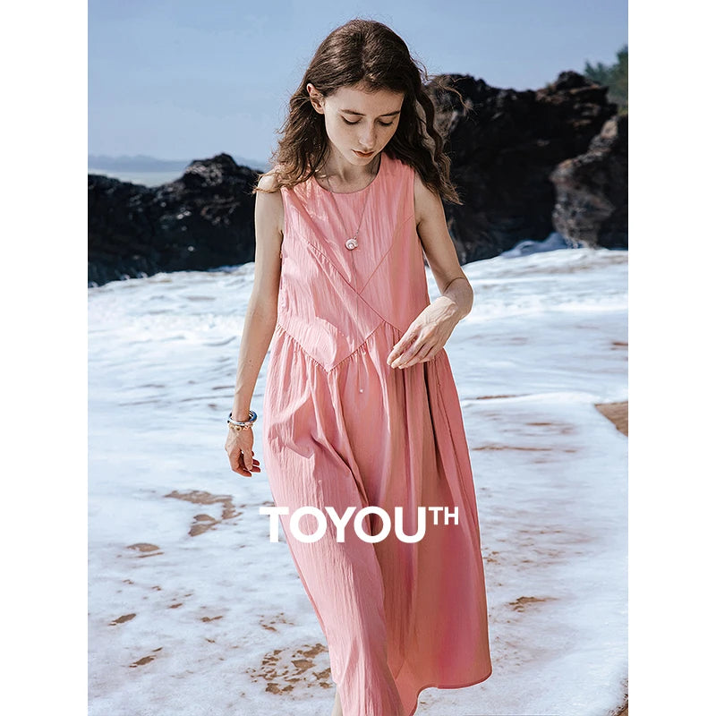 Vestido de Alças Midi com Bolsos