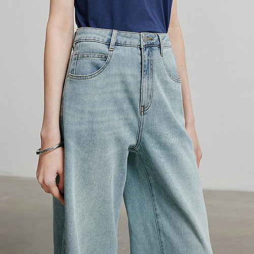 Calça Jeans Feminina Reta Cropped com Elastano
