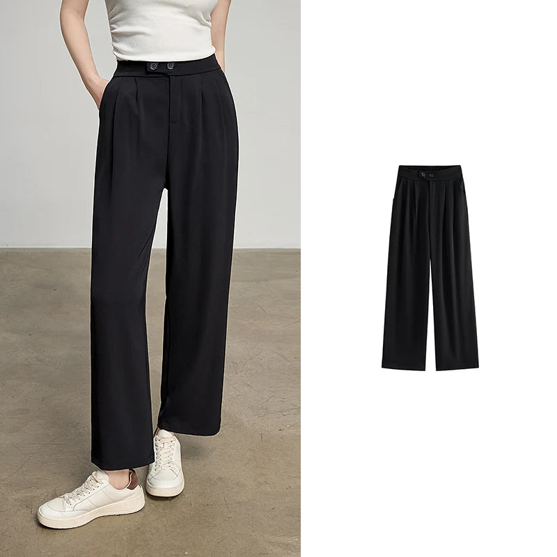 Calça Alfaiataria Feminina Wide Leg Cintura Alta