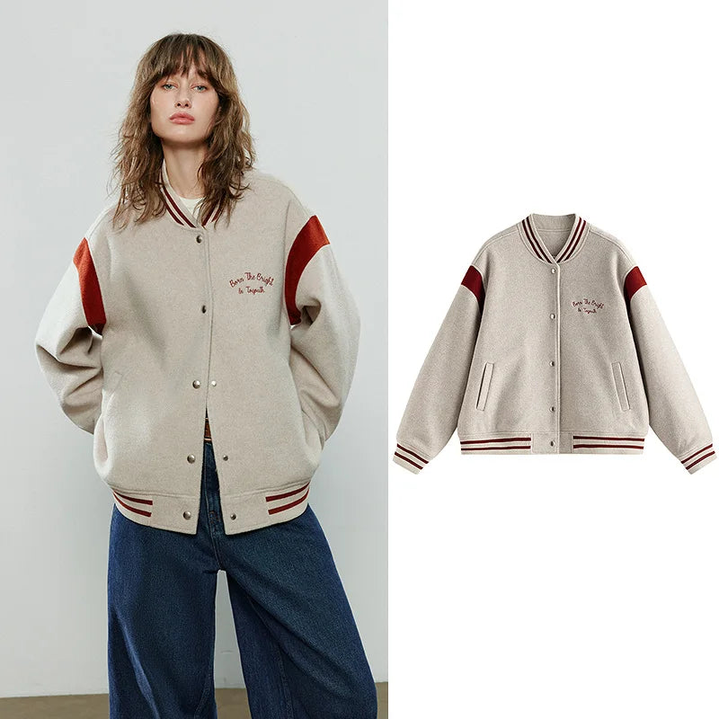 Jaqueta Bomber Feminina Acolchoada Esportiva beige
