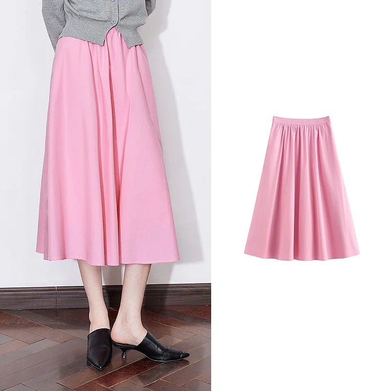 Saia Midi Feminina Plissada
