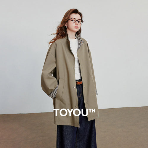 Trench Coat Feminino Midi de Liocel e Algodão