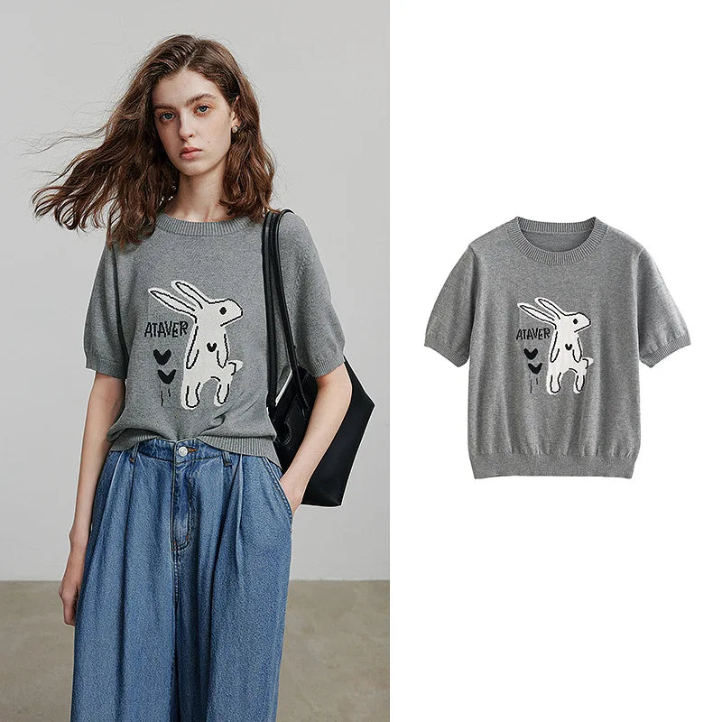 Blusa Feminina de Tricô Manga Curta Respirável