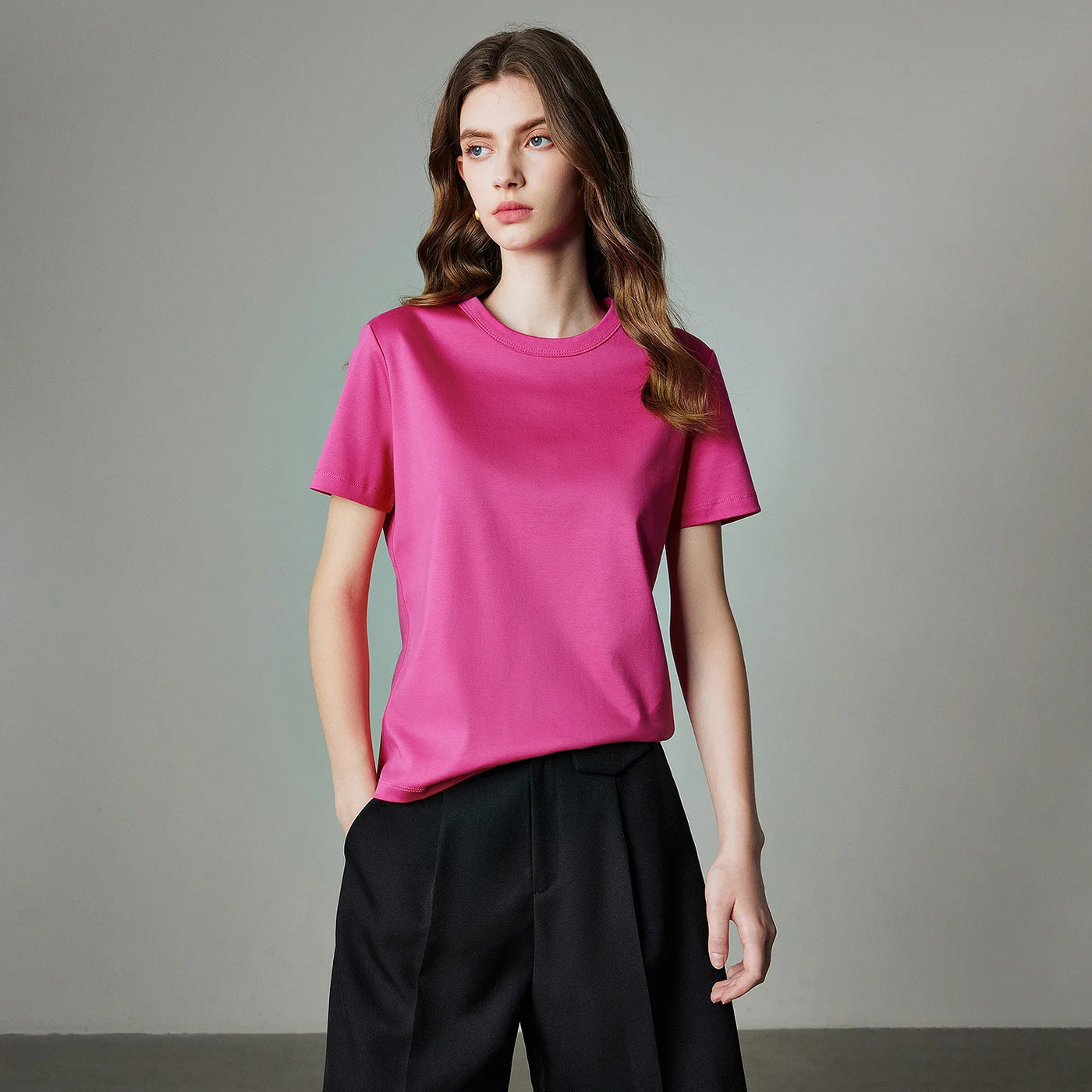 Camiseta Feminina 100% Algodão Manga Curta Lisa