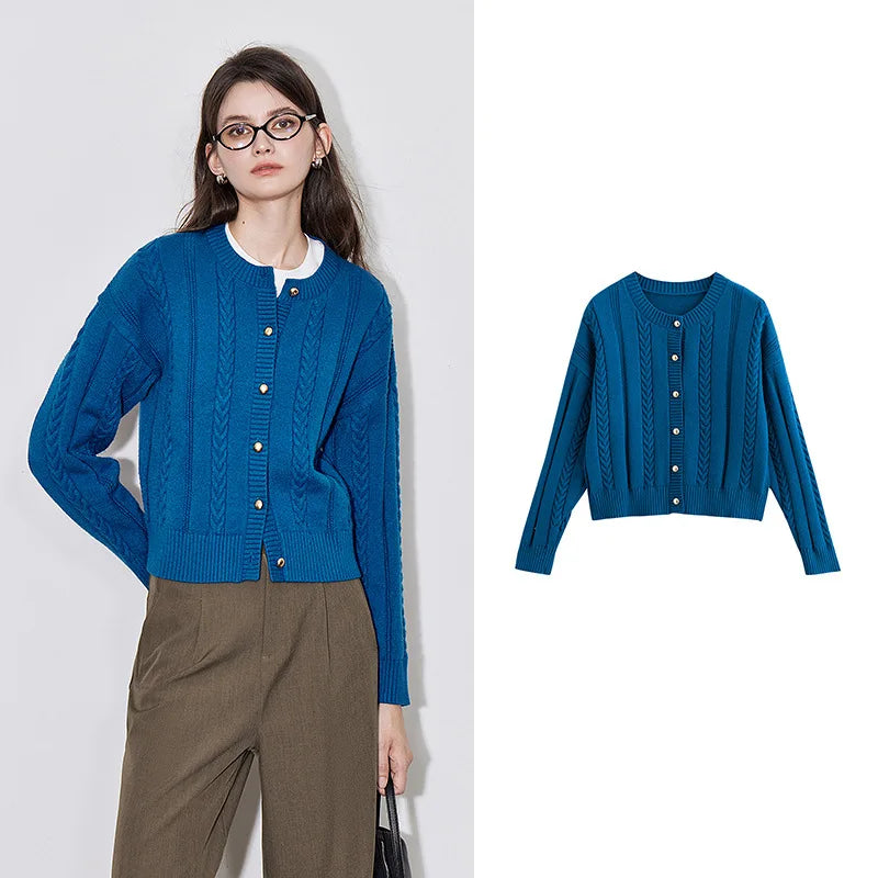 Cardigan Feminino de Tricô Manga Longa com Botões