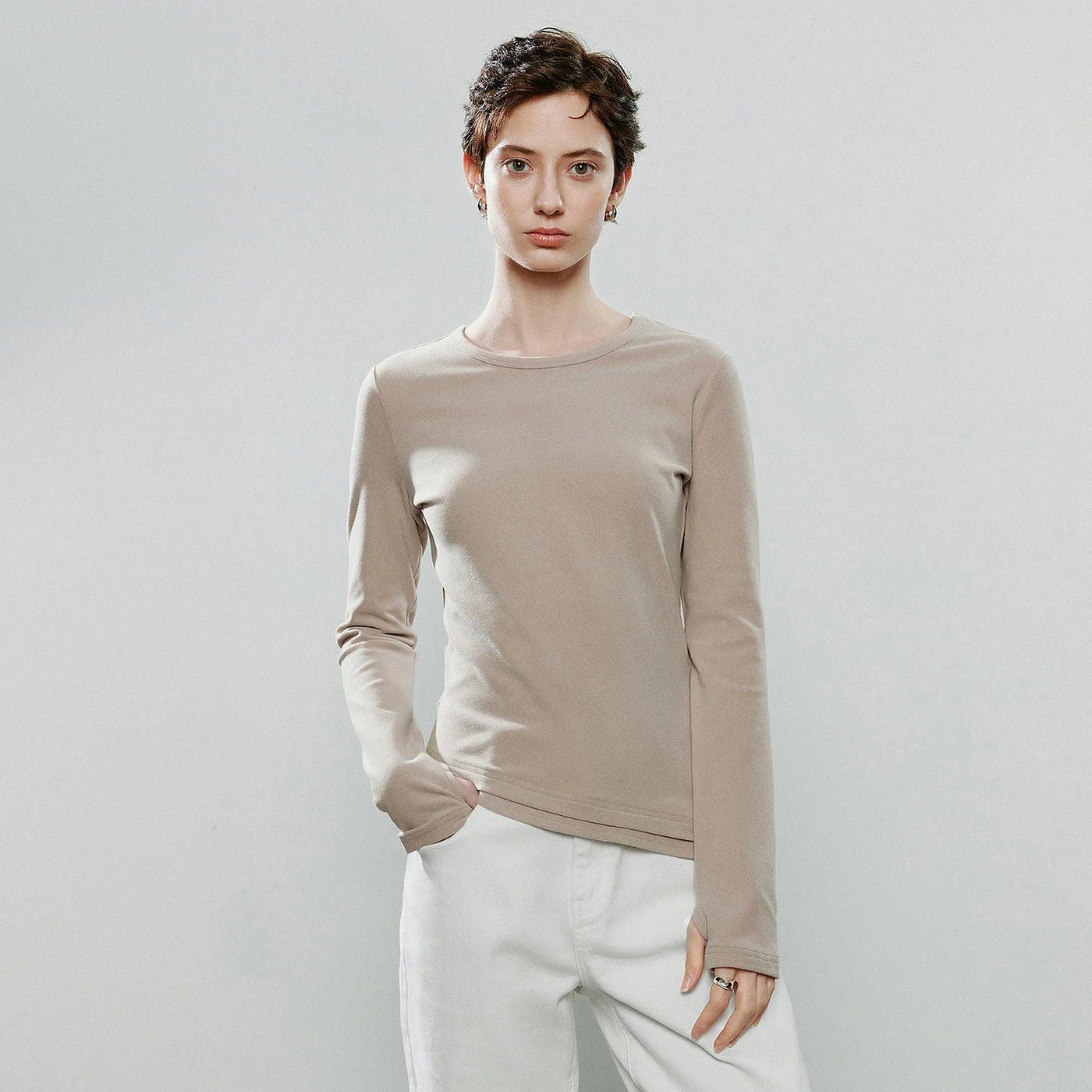 Blusa Feminina Slim Assimétrica Manga Longa