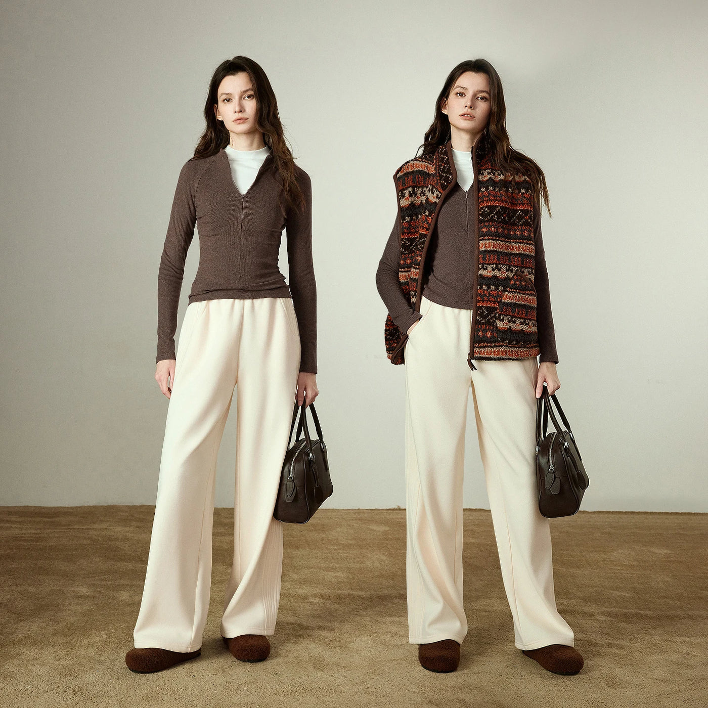 Calça Feminina Wide Leg Forrada com Cós Elástico