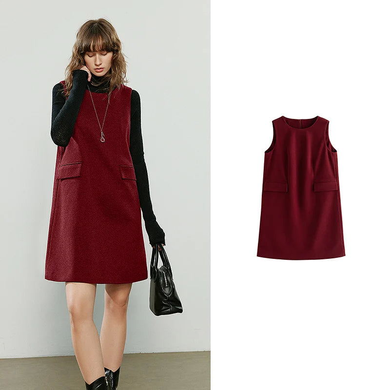 Vestido Colete Midi de Inverno para Sobreposição red
