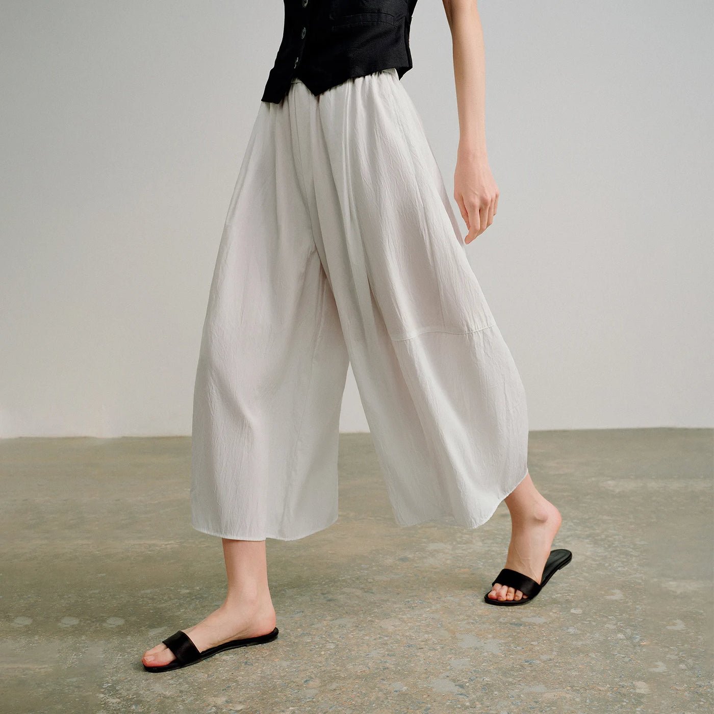 Calça Saia Feminina Plissada Cintura Alta
