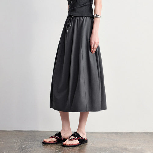 Saia Midi Feminina Patchwork com Cós Elástico