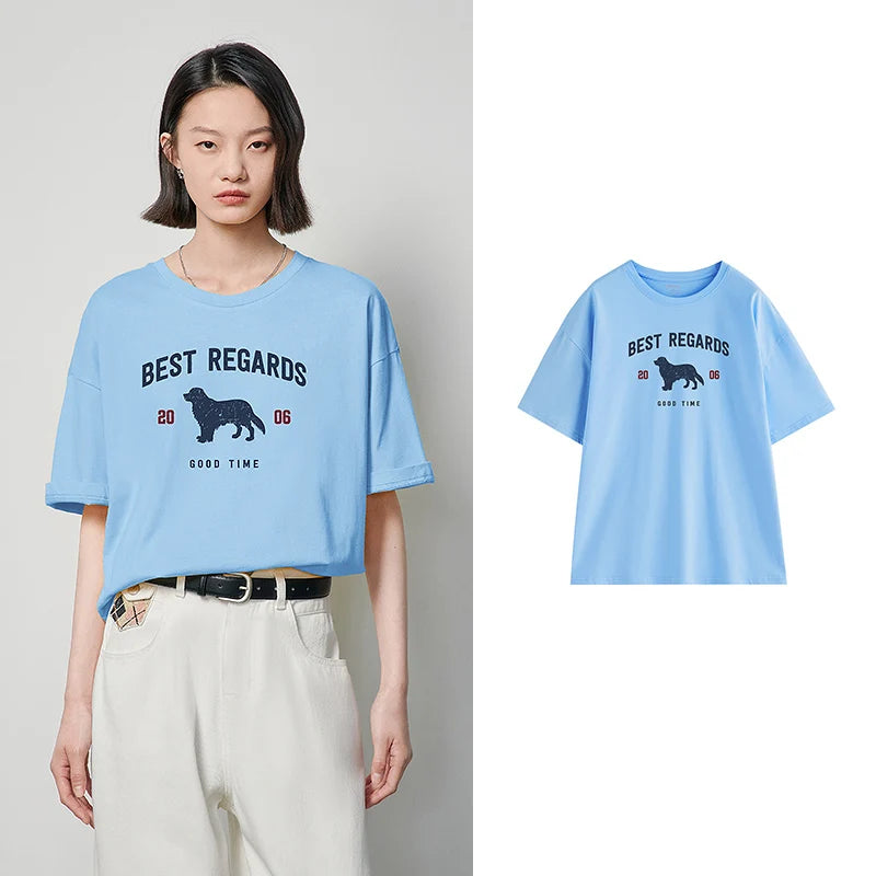 Camiseta Feminina de Algodão com Estampa Cachorro