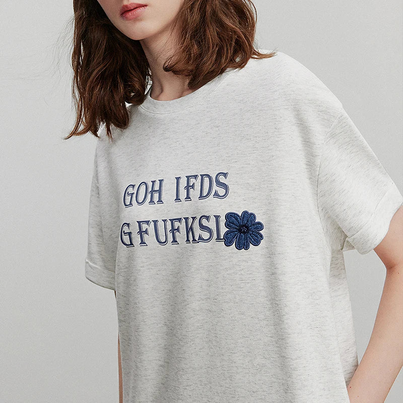 Vestido Camiseta Midi com Estampa de Letras