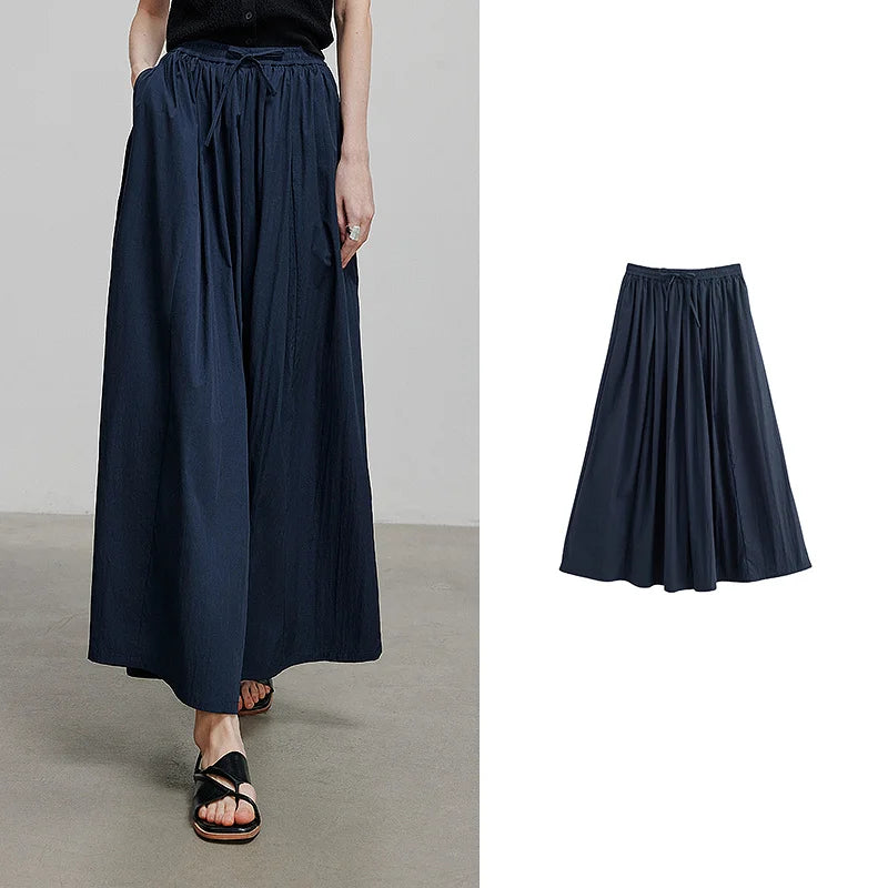 Calça Wide Leg Feminina com Cordão e Cós Elástico