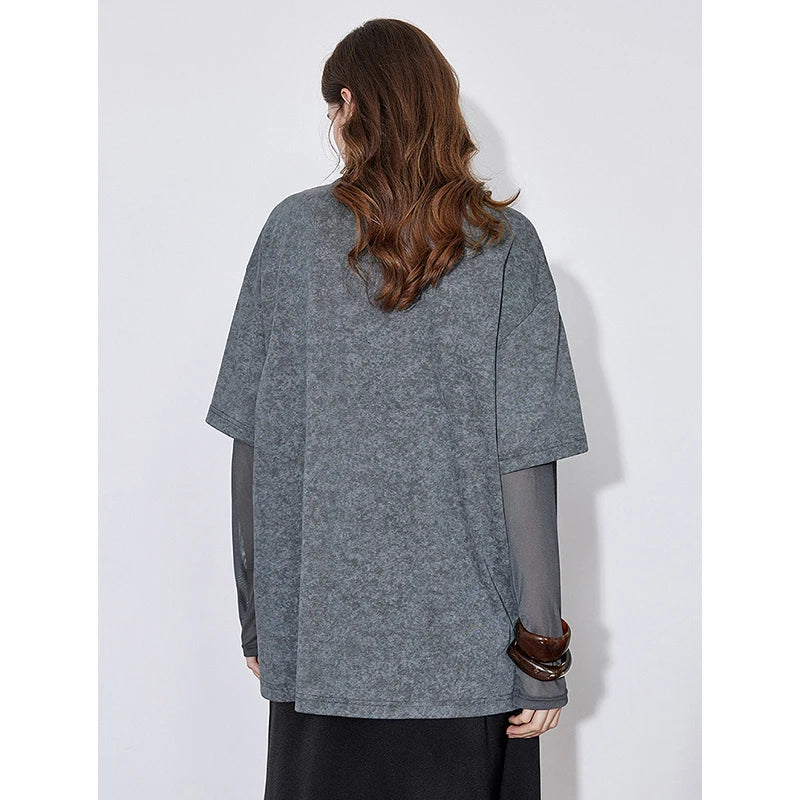Camiseta Feminina Efeito Duas Peças Estampada