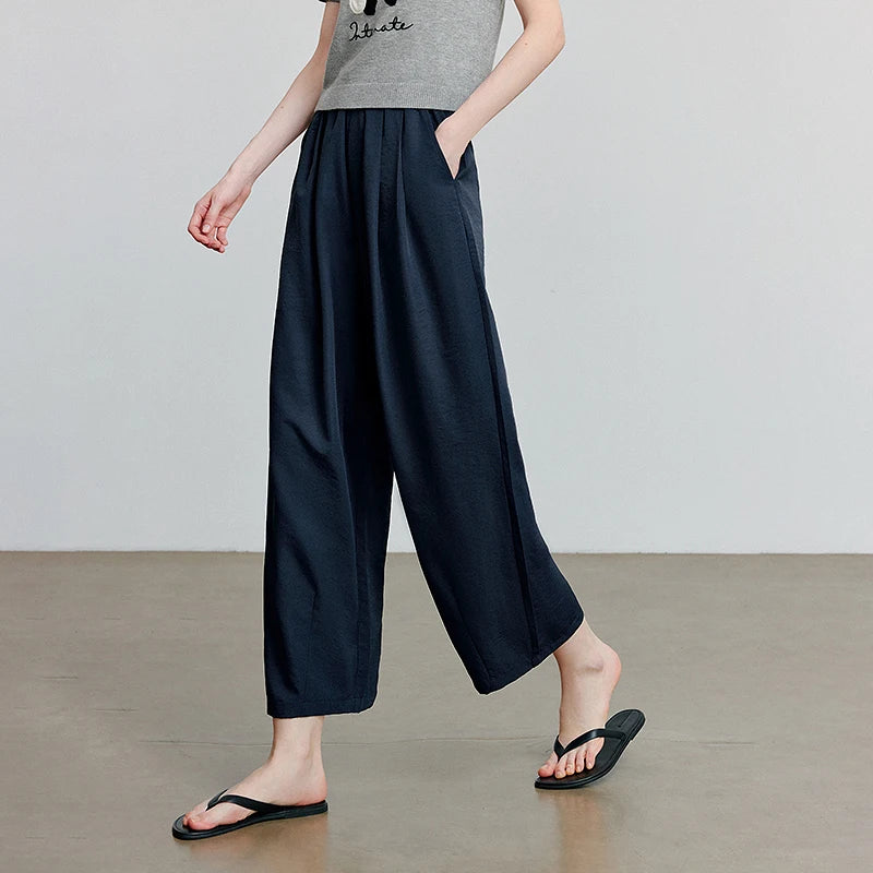 Calça Barrel Feminina com Cós Elástico