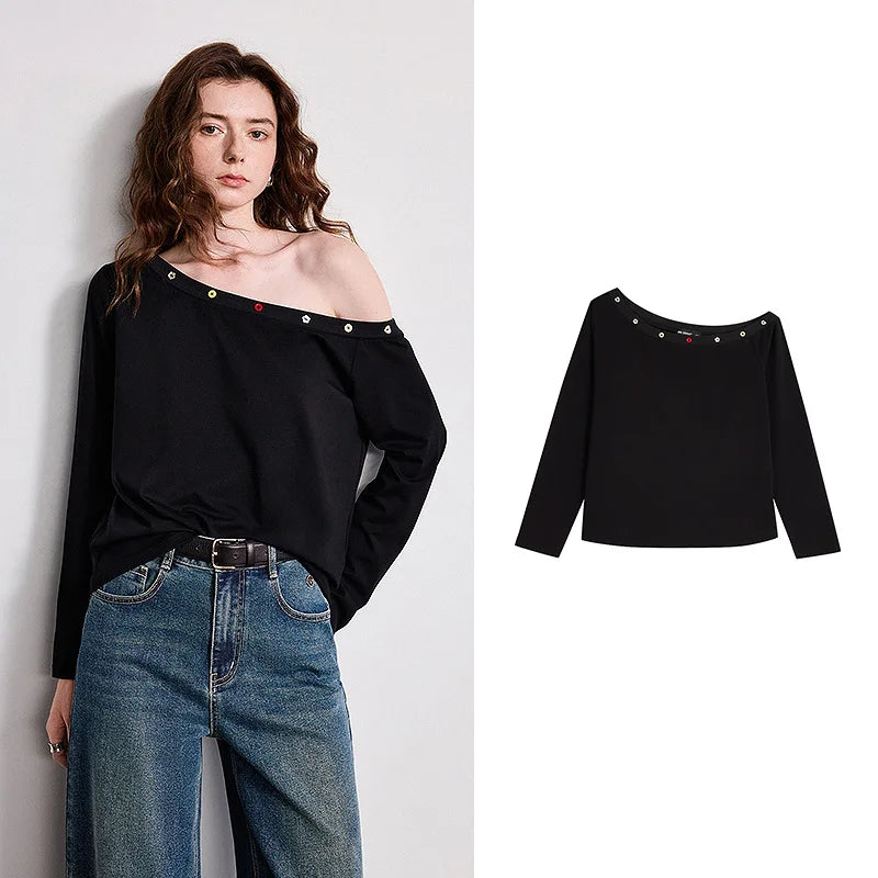 Camiseta Feminina Ombro a Ombro de Liocel e Algodão