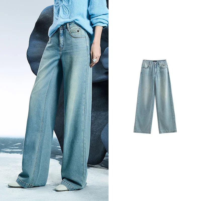 Calça Jeans Feminina Wide Leg Cintura Baixa