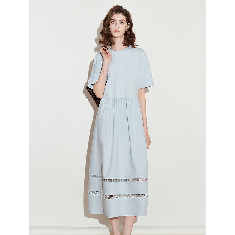 Vestido Midi de Liocel com Detalhes Vazados