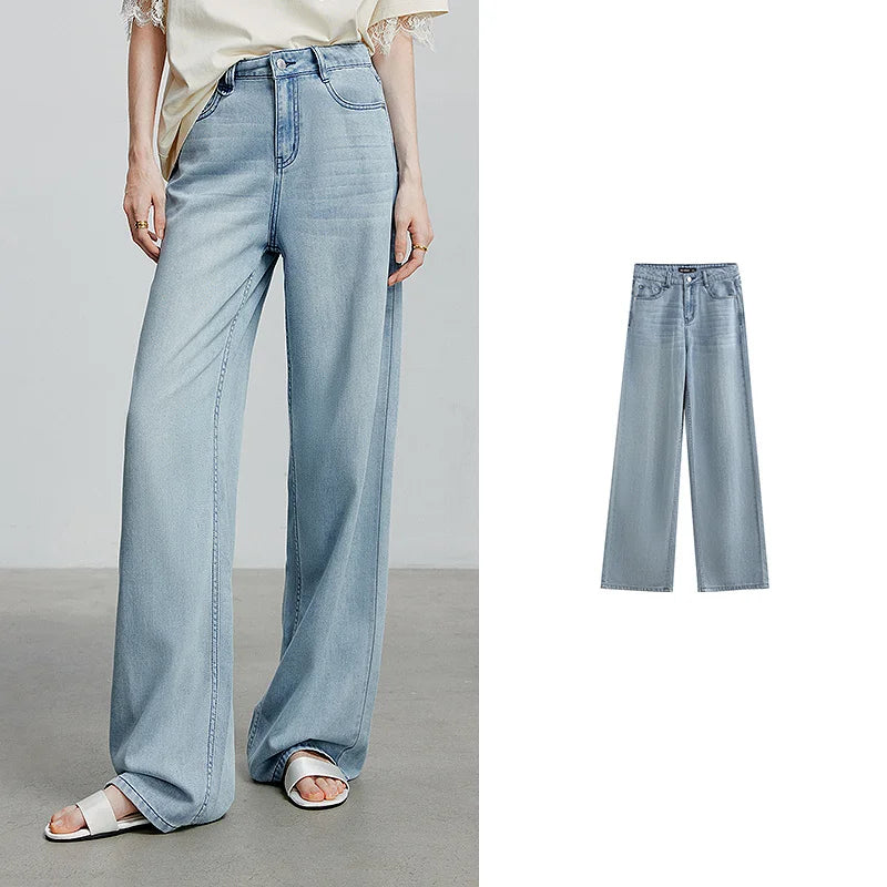 Calça Jeans Feminina Reta com Algodão e Acetato