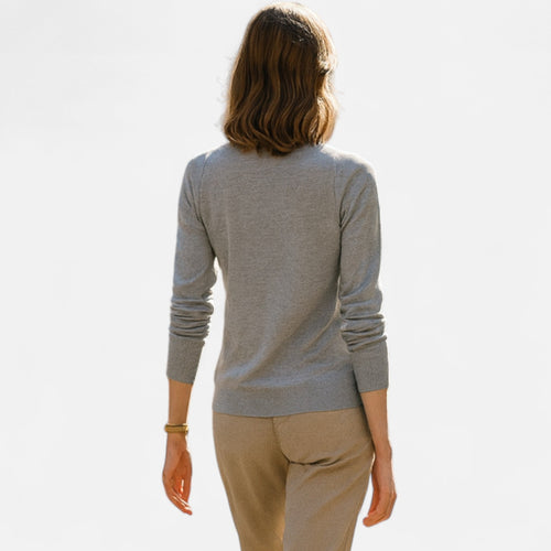 Suéter Feminino de Lã Merino com Gola Redonda