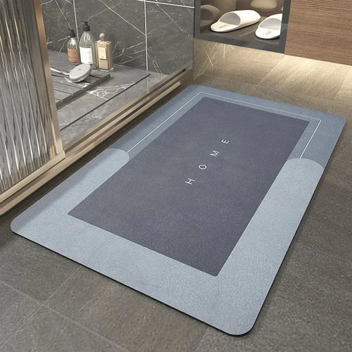 Tapete de Banho Antiderrapante com Secagem Rápida | Super Absorvente para Banheiro Azul Quadrado (50 x 80 cm)