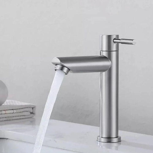 Torneira para banheiro Elegância Monocomando Bica Alta em Aço Inoxidável Polido. Cromado 23cm