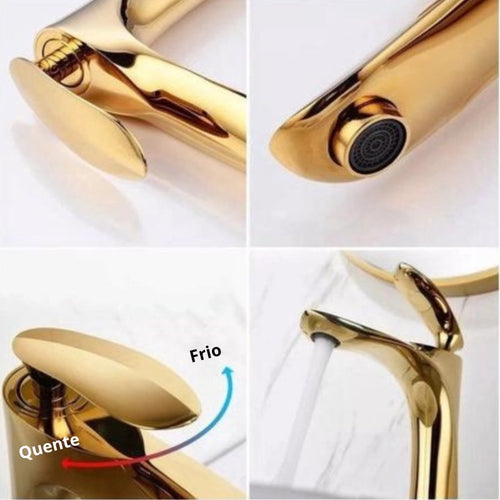 Torneira para banheiro Elegância Monocomando com Design em Bica Alta e Acabamento Cromado Premium.