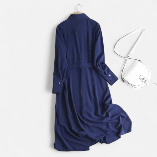 Vestido Camisa Midi em Algodão com Cinto para Mulheres - Corte Slim