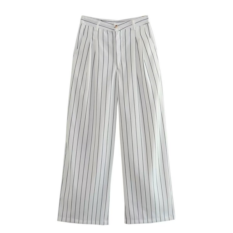 Calça feminina branca listrada | Faetton &Co.
